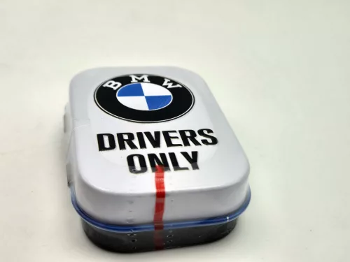 BMW Drivers only - бяла - метална кутия за бонбони (15g)