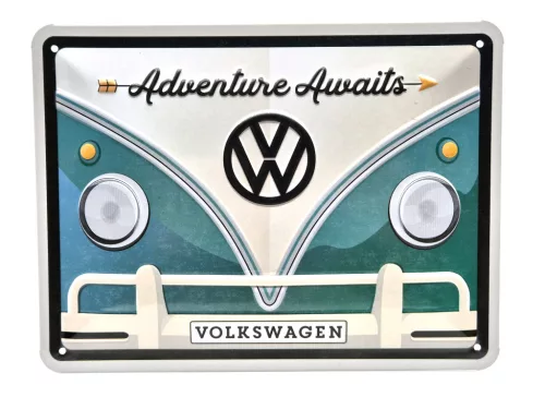 Volkswagen VW T1 Transporter - Adventure Awaits - метална табела (20x15cm)