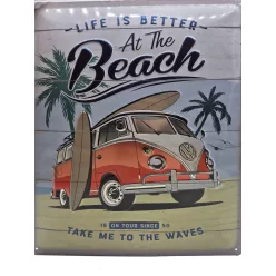   Volkswagen VW T1 Transporter Life is better - метална табела (30x40cm)