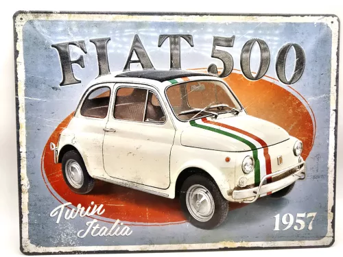 Fiat 500 - метална табела (40x30cm)
