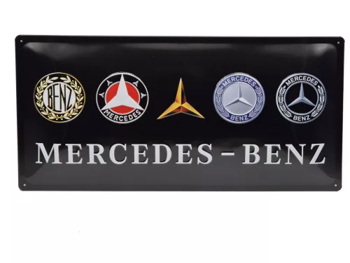 Mercedes - Benz еволюция на логото - метална табела (50x25cm)