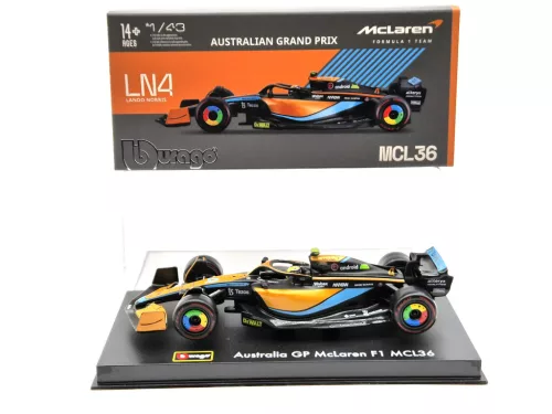 McLaren F1 MCL36 #4 (2022) Australian GP - Lando Norris - С ПИЛОТ - Bburago - 1:43