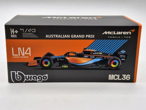 McLaren F1 MCL36 #4 (2022) Australian GP - Lando Norris - С ПИЛОТ - Bburago - 1:43