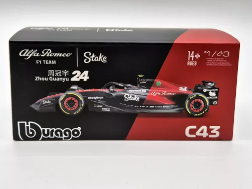 Alfa Romeo C43 Team Stake F1 #24 (2023) - Guanyu Zhou - С ПИЛОТ - Bburago - 1:43