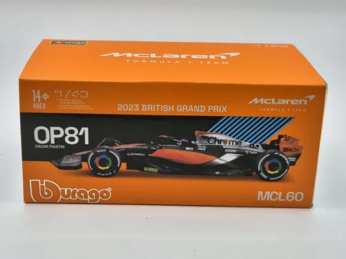 McLaren MCL60 F1 #81 (2023) - British GP 4th - Oscar Piastri - С ПИЛОТ - BBurago - 1:43