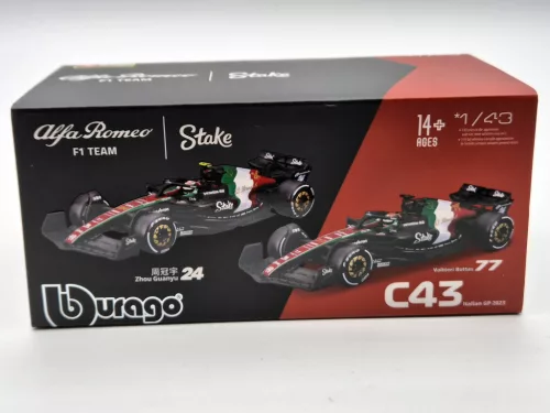 Alfa Romeo C43 F1 #77 (2023) - Monza Italy GP - Valtteri Bottas - С ПИЛОТ - Bburago - 1:43