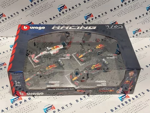 Red Bull F1 комплект - 2023 RB19 Max Verstappen - 2023 RB19 Sergio Perez (Miami) - 2022 RB18 Max Verstappen - 2021 RB16B Max Verstappen (Turkish GP) - Bburago -1:43