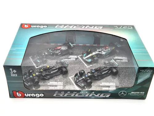 Mercedes GP F1 комплект - 2023 W14 Lewis Hamilton - 2023 W14 George Russel - 2022 W13 Lewis Hamilton - 2021 W12 Lewis Hamilton - Bburago -1:43