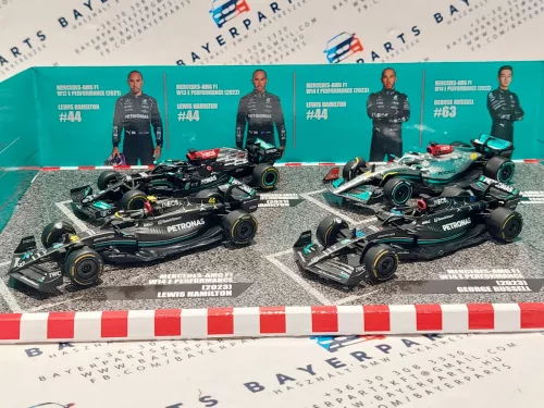 Mercedes GP F1 комплект - 2023 W14 Lewis Hamilton - 2023 W14 George Russel - 2022 W13 Lewis Hamilton - 2021 W12 Lewis Hamilton - Bburago -1:43