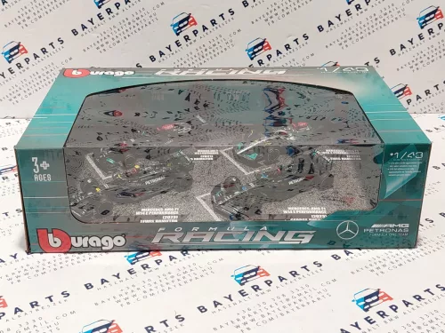Mercedes GP F1 комплект - 2023 W14 Lewis Hamilton - 2023 W14 George Russel - 2022 W13 Lewis Hamilton - 2021 W12 Lewis Hamilton - Bburago -1:43