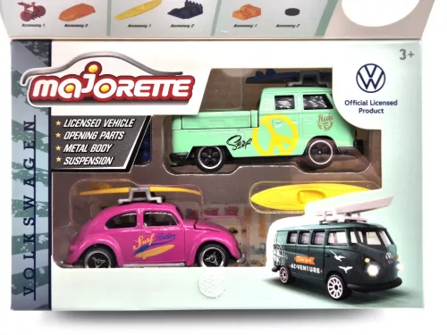 Volkswagen VW комплект - VW Beetle бръмбар - VW T1 transporter - Majorette - 1:64