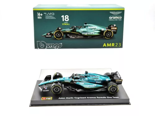 Aston Martin AMR23 F1 #18 (2023) - Lance Stroll - С ПИЛОТ - Bburago - 1:43