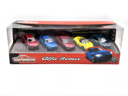 Alfa Romeo комплект (5бр.) - 4C Spider - Giulia Quadrifoglio - Tonale - Majorette - 1:64