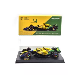   McLaren MCL38 F1 #4 (2024) - Monaco GP (Senna 30th Anniversary) - Lando Norris - С ПИЛОТ - Bburago - 1:43