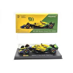   McLaren MCL38 F1 #81 (2024) - Monaco GP (Senna 30th Anniversary) - Oscar Piastri - С ПИЛОТ - Bburago - 1:43
