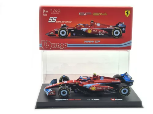 Ferrari SF-24 F1 #55 (2024) - Miami GP - Carlos Sainz - С ПИЛОТ - Bburago - 1:43