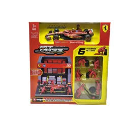   Ferrari Pit Stop - диорама комплект бокс - SF-24 F1 #55 (2024) - Carlos Sainz - с механици - Bburago - 1:43