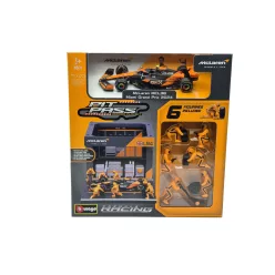   McLaren Pit Stop - диорама на бокс - MCL38 F1 #4 (2024) - Lando Norris - с механици - Bburago - 1:43