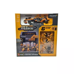  McLaren Pit Stop - диорама на бокс - MCL38 F1 #81 (2024) - Oscar Piastri - с механици - Bburago - 1:43