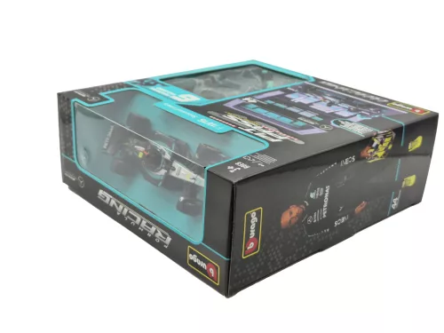 Mercedes Pit Stop - диорама на бокс - W14 EQ Performance F1 #44 (2023) - Lewis Hamilton - с механици - Bburago - 1:43
