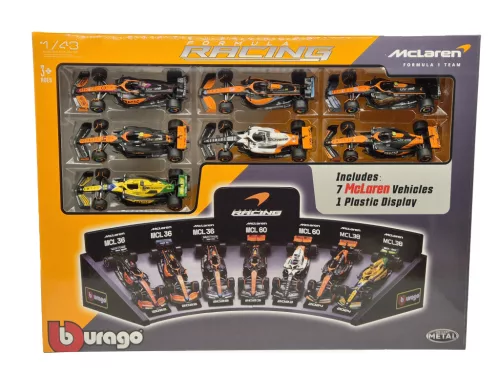 McLaren F1 комплект от 7 части - #3 Daniel Ricciardo (2022) - #4 Lando Norris (2022) - #4 Lando Norris (2023) - #81 Oscar Piastri (2023) - #4 Lando Norris (2024) - #81 Oscar Piastri (2024) - Bburago - 1:43