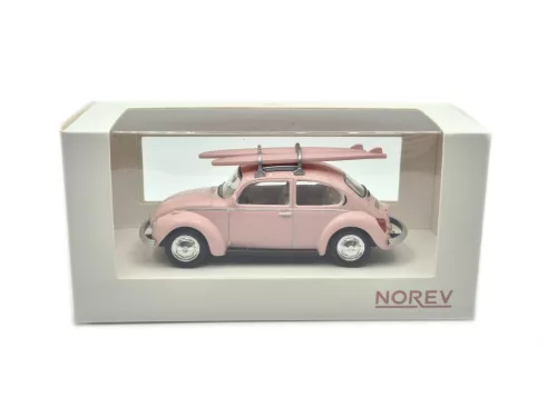 Volkswagen VW Beetle Bogár Coccinelle (1973) - със сърф дъски - Norev - 1:43