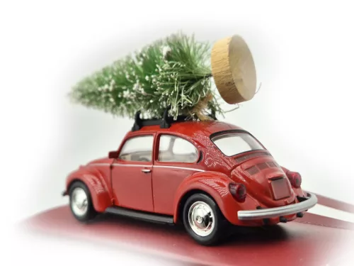 Volkswagen VW Beetle Бръмбар - с елха - коледна подаръчна кутия - Norev - 1:43