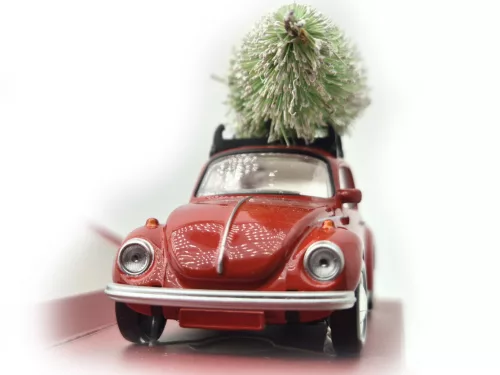 Volkswagen VW Beetle Бръмбар - с елха - коледна подаръчна кутия - Norev - 1:43