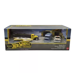   Hot Wheels Premium - комплект от 4 броя - Speed Waze - Classic Hydroplane - Citroen H Van - Toyota Stout Drift Truck - Hot Wheels диорама - 1:64