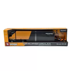   McLaren камион комплект - Mercedes Actros 2 Gigaspace - MCL38 F1 #4 - Lando Norris състезателен автомобил - Bburago - 1:43