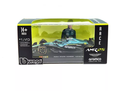 Aston Martin AMR25 F1 #18 (2025) - Lance Stroll - С ПИЛОТ - Bburago - 1:43