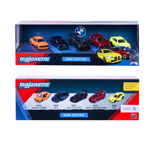 BMW комплект от 5 броя / сет - BMW G80 M3 - BMW X5M Competition - BMW E30 M3 - BMW G80 M3 - BMW G82 M4 GT3 Evo - Majorette - 1:64