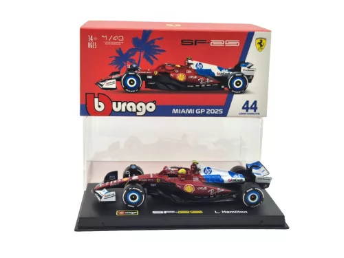 Ferrari SF-25 Team Scuderia F1 #44 (2025) - Miami GP - Lewis Hamilton - С ПИЛОТ - Bburago - 1:43