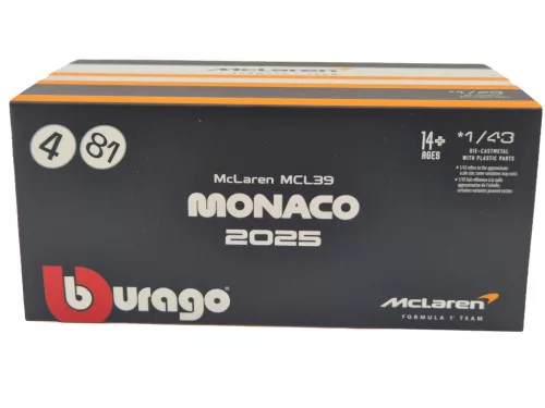 McLaren MCL39 F1 #4 (2025) - Monaco GP - Lando Norris - С ПИЛОТ - Bburago - 1:43