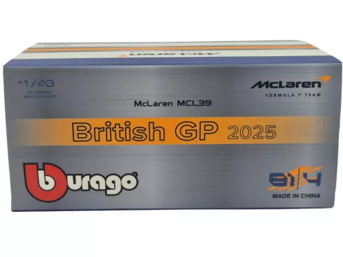 McLaren MCL39 F1 #4 (2025) - Silverstone British GP - Lando Norris - С ПИЛОТ - Bburago - 1:43
