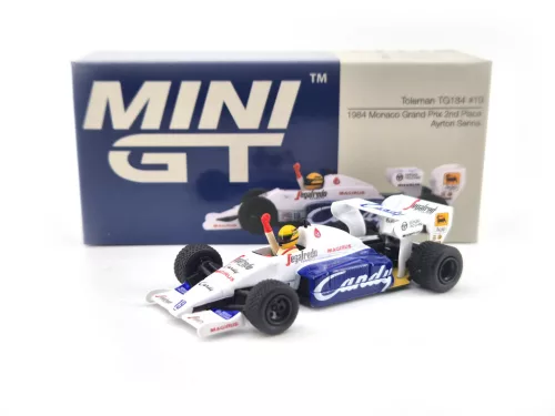 Toleman Hart TG184 F1 #19 (1984) - Monaco GP - Ayrton Senna - Mini GT - 1:64