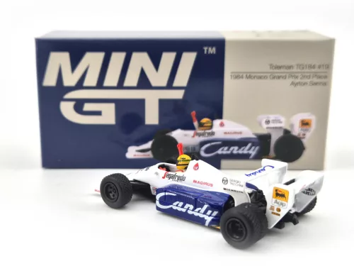 Toleman Hart TG184 F1 #19 (1984) - Monaco GP - Ayrton Senna - Mini GT - 1:64