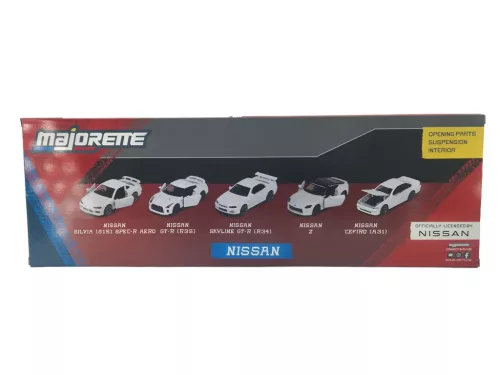 Nissan комплект от 5 броя - Nissan Silvia (S15) Spec-R Aero - Nissan GT-R (R35) - Nissan Skyline GT-R (R34) - Nissan Z - Nissan Cefiro (A31) - Majorette - 1:64