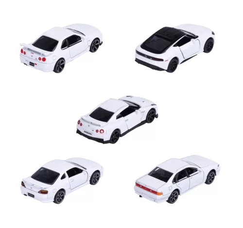 Nissan комплект от 5 броя - Nissan Silvia (S15) Spec-R Aero - Nissan GT-R (R35) - Nissan Skyline GT-R (R34) - Nissan Z - Nissan Cefiro (A31) - Majorette - 1:64