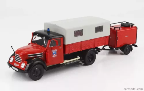 Robur Garant 30 K пожарен камион с брезент и цистерно ремарке – Източна Германия (1956) - Edicola - 1:43