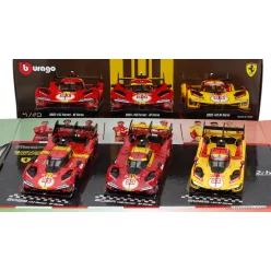   3 részes Ferrari szett - 499P 24h Le Mans Team AF Corse Ferrari - #83 (2025 - #50 (2024) - #51 (2023) - Bburago - 1:43