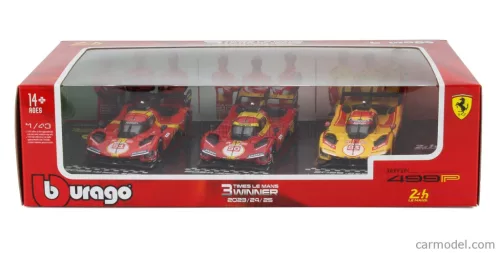 3 részes Ferrari szett - 499P 24h Le Mans Team AF Corse Ferrari - #83 (2025 - #50 (2024) - #51 (2023) - Bburago - 1:43