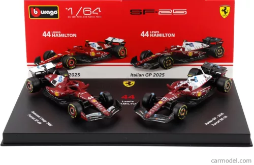 2-частен комплект Ferrari - Ferrari SF-25 Team Scuderia F1 #44 (2025) - Monza GP - Lewis Hamilton - Bburago - 1:64