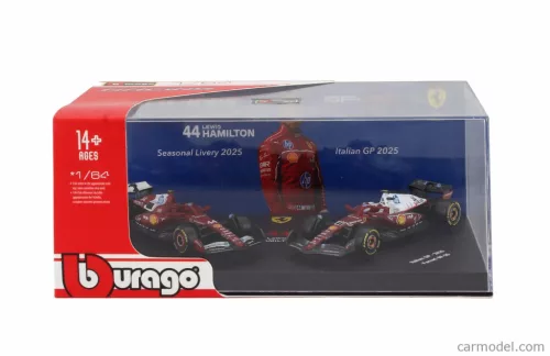 2-частен комплект Ferrari - Ferrari SF-25 Team Scuderia F1 #44 (2025) - Monza GP - Lewis Hamilton - Bburago - 1:64