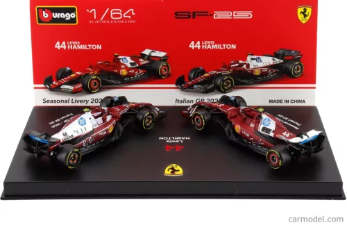 2-частен комплект Ferrari - Ferrari SF-25 Team Scuderia F1 #44 (2025) - Monza GP - Lewis Hamilton - Bburago - 1:64