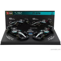   2-частен комплект Mercedes - Mercedes GP W16 F1 #63 (2025) - British GP - George Russell - Bburago - 1:64