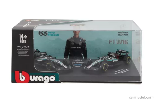 2-частен комплект Mercedes - Mercedes GP W16 F1 #63 (2025) - British GP - George Russell - Bburago - 1:64